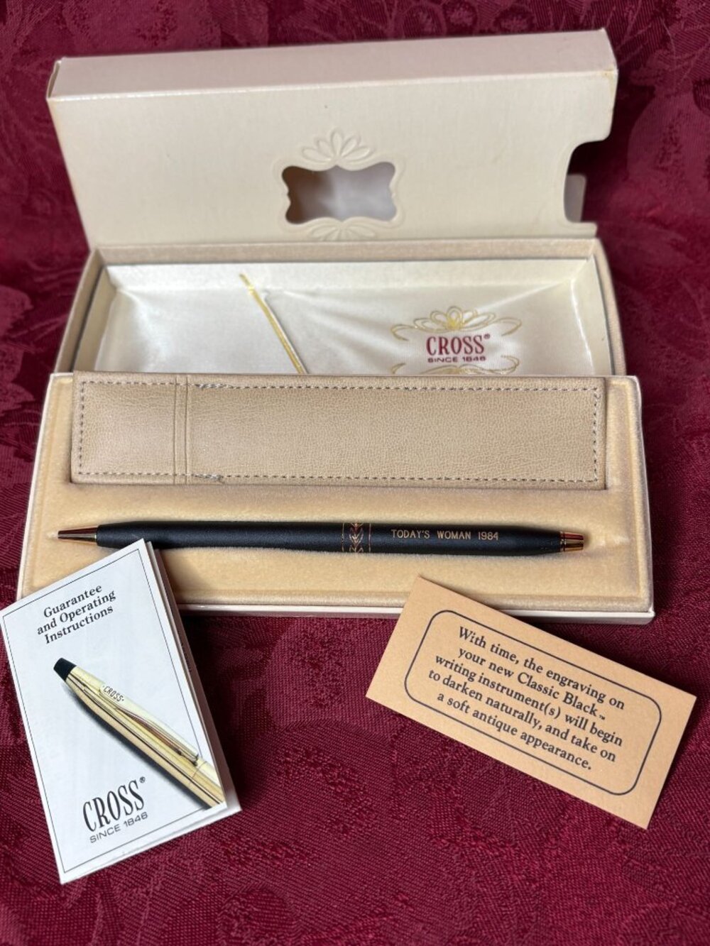Vtg Cross Ladies Classic Black Ball Pen 2542 "Today's Woman 1984 Signed Complete